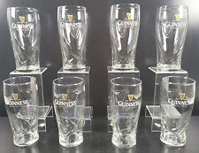 (8) Guinness Pint Glasses Set Logo Embossed Harp Tumblers Restaurant Barware Lot picture