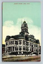 Lima OH Historic 1881 Allen County Courthouse, Clock Tower Ohio Vintage Postcard picture
