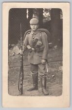 WWI Young Male German Soldier Portrait Pickelhaube Spiked Helmet RPPC Postcard V picture