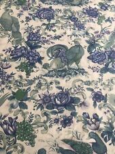 Vintage 1969 Jonelle ‘Pheasant Wood’ Pantry White & Ink Blue Bird Fabric 1/4m picture