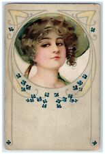 c1910's Pretty Woman Art Nouveau Flowers Shanksville Pennsylvania PA Postcard picture