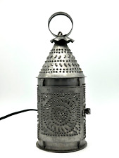 Primitive Punched Tin Paul Revere Lamp w/ Heart Design ~ 10