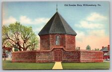 Postcard Linen Old Powderhorn Williamsburg Virginia Military Storehouse A13 picture