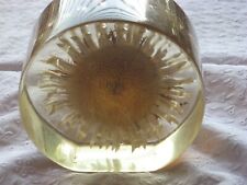 Vintage very large very heavy lucite paperweight with dried flower 4