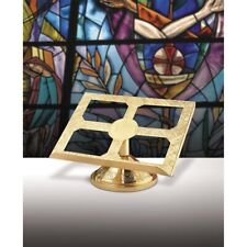 IHS Ornate Polished Etched Brass Standing Bible Missal Stand for Church 15 In picture