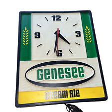Rare Genesee Cream Ale Illuminated Light Up Clock White And Green 18x15x5 picture