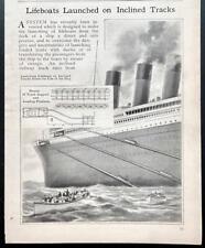 “Lifeboats Launched on Inclined Tracks” 1913 pictorial Ocean Liners picture