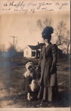 RPPC Postcard Woman in Hat & Overcoat & Young Child Alton Illinois 1909    20473 picture