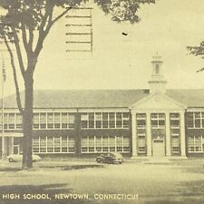 High School Newtown CT Connecticut Chrome Postcard Posted 1959 picture