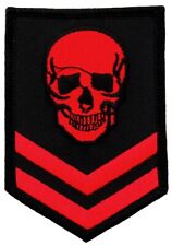RED SKULL PATCH embroidered iron-on MILITARY SKELETON MORALE DEATH EMBLEM DEVIL picture
