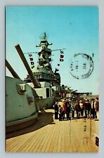 Fall River MA, USS Massachusetts WW II Battleship, Guns, Museum, Chrome Postcard picture