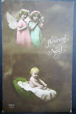 ANTIQUE POSTCARD USA SOLDIER'S MAIL, HAPPY CHRISTMAS, CHILDREN ANGELS & BABY picture