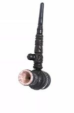 Handcrafted Carved Ebony Wood Tobacco Pipe Hookah Style 3 in 1 Stone Bowl 6.5 In picture