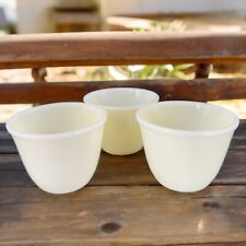 Fire King Anchor Hocking Custard Cup Milk Glass Bowl Light Color Set 3 Cups Vtg picture