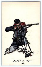 c1930's New York Line Regiment Military Soldier Civil War Vintage Postcard picture