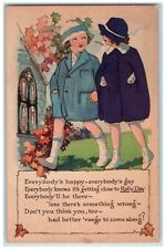 1922 Two Girls Rally Day Freeport Illinois IL Posted Vintage Postcard picture