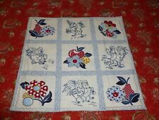 Vintage Doll Quilt antique Style Prints Faux Embroidery Hand tied Vintage 18