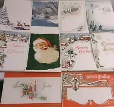 10 Holiday Merry Christmas Greetings Cards Vintage Santa Snowflakes Mistletoe picture