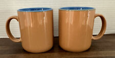 Set Of Two Vintage COFFEE CUP MUG Japan Light Blue Brown Stoneware picture