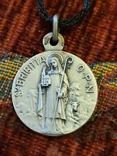 St. Brigitte Sterling Vintage & New Holy Medal Patron of Widows France Religious picture