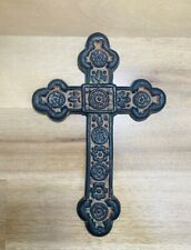 Metal Wall Cross Heavy Rustic Distressed Ornate Religious Decor 8.5