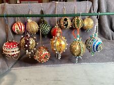 13 Vintage satin & velour push pin handmade beaded/all occ. ornaments picture
