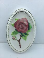 Vintage Lefton Japan Porcelain Red Rose Wall Hanging Plaque 3D picture
