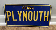 VINTAGE 1970s PLYMOUTH PENNSYLVANIA NOVELTY EMBOSSED ALUMINUM LICENSE PLATE picture