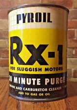 VINTAGE PYROIL RX-1 FOR SLUGGISH MOTORS UNOPENED PINT GAS OIL ADDITIVE RARE CAN picture