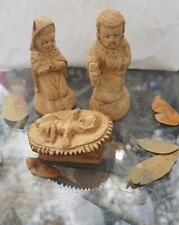Vintage wood FIGURE OF JOSEPH, MARY & BABY JESUS hand carved Nativity ,3 pc. picture