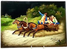 Russian Lacquer Vintage Museum Quality Hand Painted Folk Art Large Panel 11”x8” picture