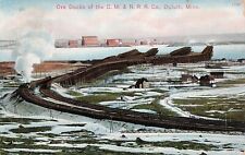 Duluth MN Ore Docks Harbor Railroad Train Superior WI Cancel Vtg Postcard D57 picture