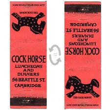 Vintage Matchbook Cover Cock Horse Restaurant Cambridge Massachusetts 1950s picture
