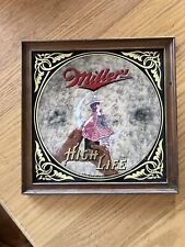 Vintage Miller High Life Mirror Sign 1980 Half Moon Lady picture