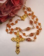 Handmade, Unbreakable Anglican Rosary, Topaz Czech Crystal w Gold Tone Cross picture