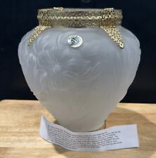 Vintage 1930s White Satin Tiffin #8226 Glass Poppy Vase 9.5