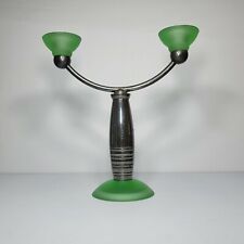 Christofle Silver Plated Green Glass Candle Holder France  picture