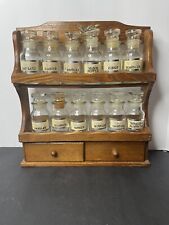 Vtg Wooden Spice Rack w/ Jars Wall Hanging table top Apothecary Drawers Eagle picture