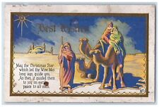 c1910's Christmas Star Riding Camel Religious Embossed Unposted Antique Postcard picture