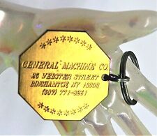 Vintage General Machine Co. Binghamton NY Gold Tone Metal Keychain Advertising picture