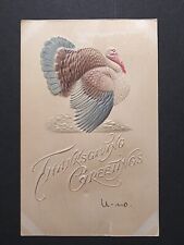 Thanksgiving Greetings Embossed Airbrushed Turkey Illustrated 1906 Postcard picture