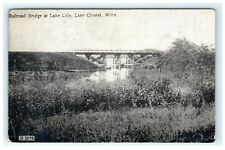 1912 Railroad Bridge at Lake Lilly Lake Crystal Minnesota Early Postcard View picture