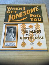 Vintage Sheet Music - When I get Lonesome for you, Henry/Rose , Clara Howard picture