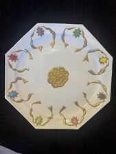 VINTAGE CAROLE STUPELL OCTAGONAL PLATE CABOCHONS & GOLD LEAF DESIGN MID CENTURY picture