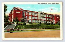 Postcard Michigan Jackson MI East Intermediate School 1948 Posted Linen picture