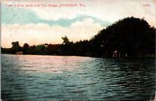 c1907, Jefferson, WI, toll bridge view, Rock River, antique postcard picture
