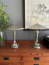 mid century modern table lamps pair brass And Brushed Nickel  picture