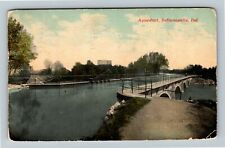 Indianapolis IN-Indiana, Aqueduct, Bridge Area, Water, Vintage Postcard picture