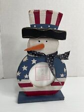 Uncle Sam Snowman - 4th of July / Patriotic Theme Wooden 3x3 Photo Frame picture