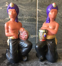 Vtg Ceramic Figurines Arabian ? HOLLYWOOD REGENCY KITSCH 2PC SET Decor picture